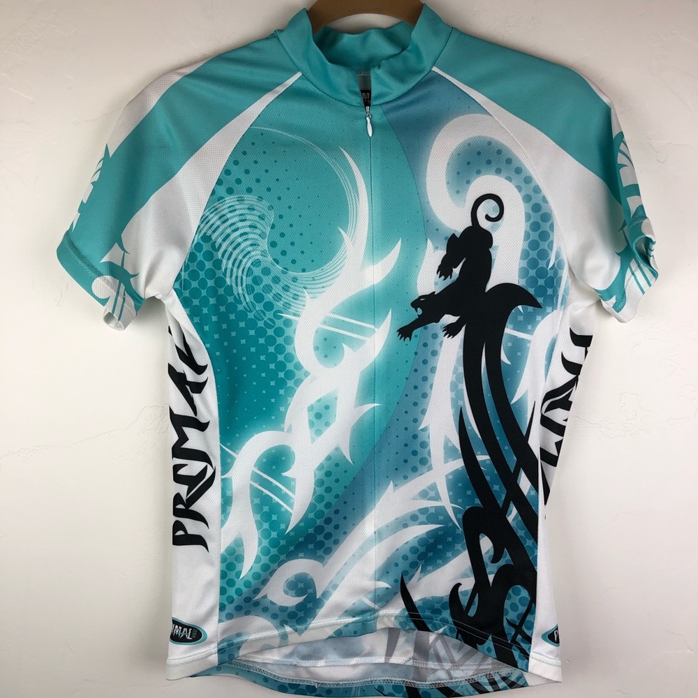 Primal Wear Biking Jersey. Medium Teal/white/black